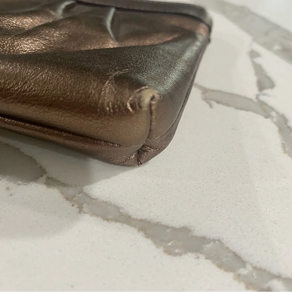 Vintage Y2K Coach Ashley‎ Metallic Bronze Pleated Leather Wristlet